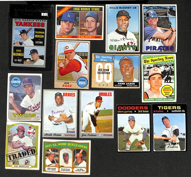 Lot of 250+ Topps Baseball Cards from 1966-1972 w. 1970 Munson Rookie Card BVG 5